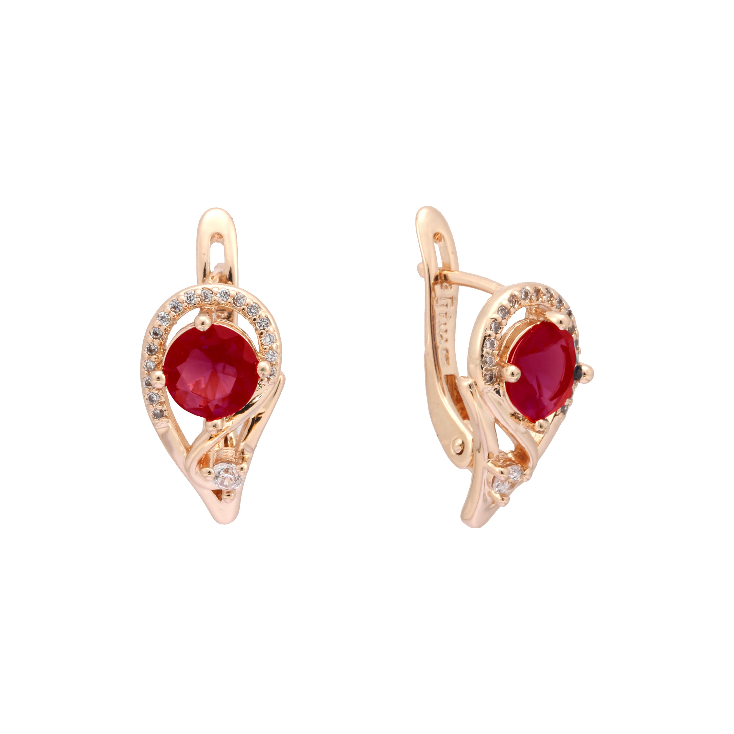 Rose Gold two tone solitaire round earrings