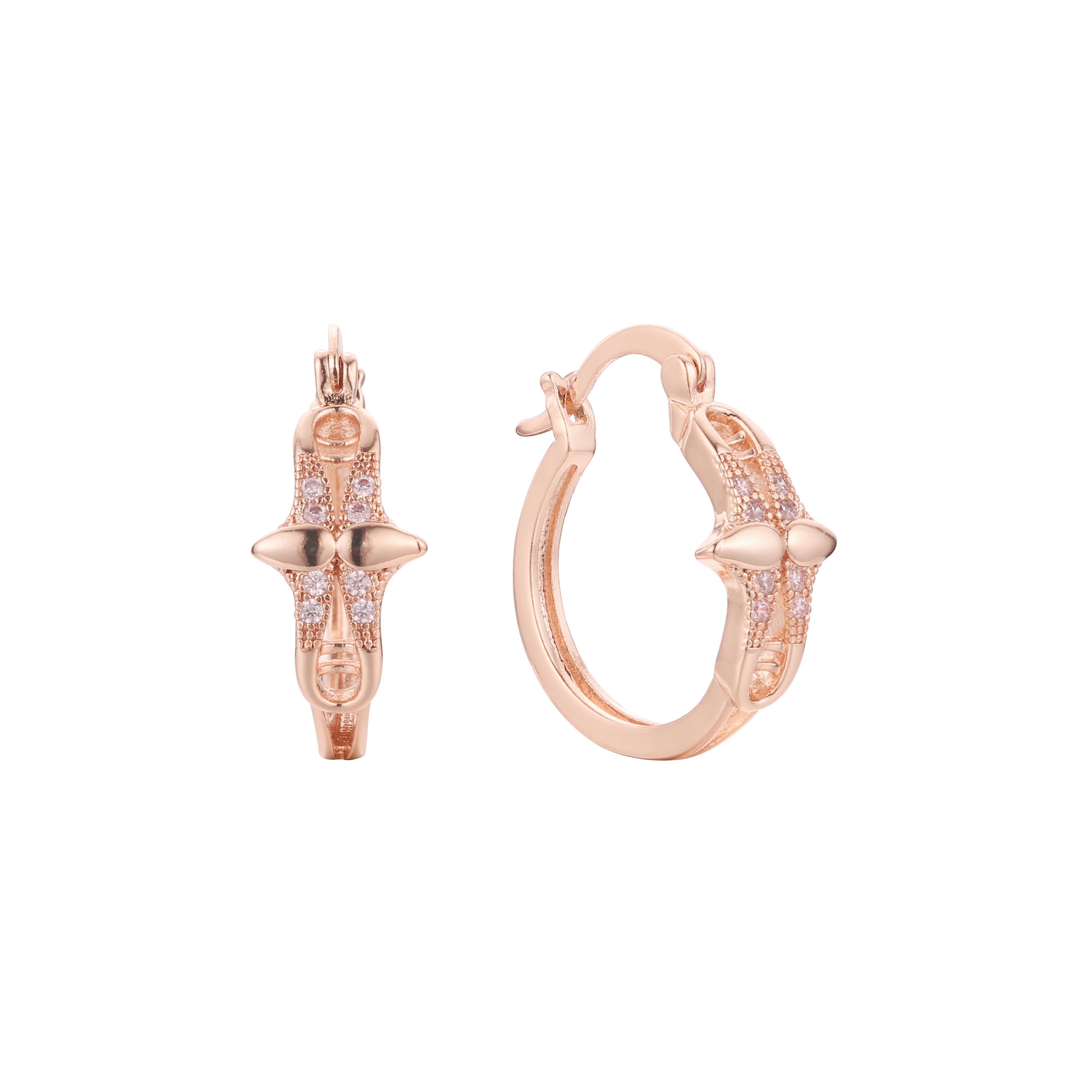 Aretes de aro en Oro de 14K, baño de Oro Rosa colores