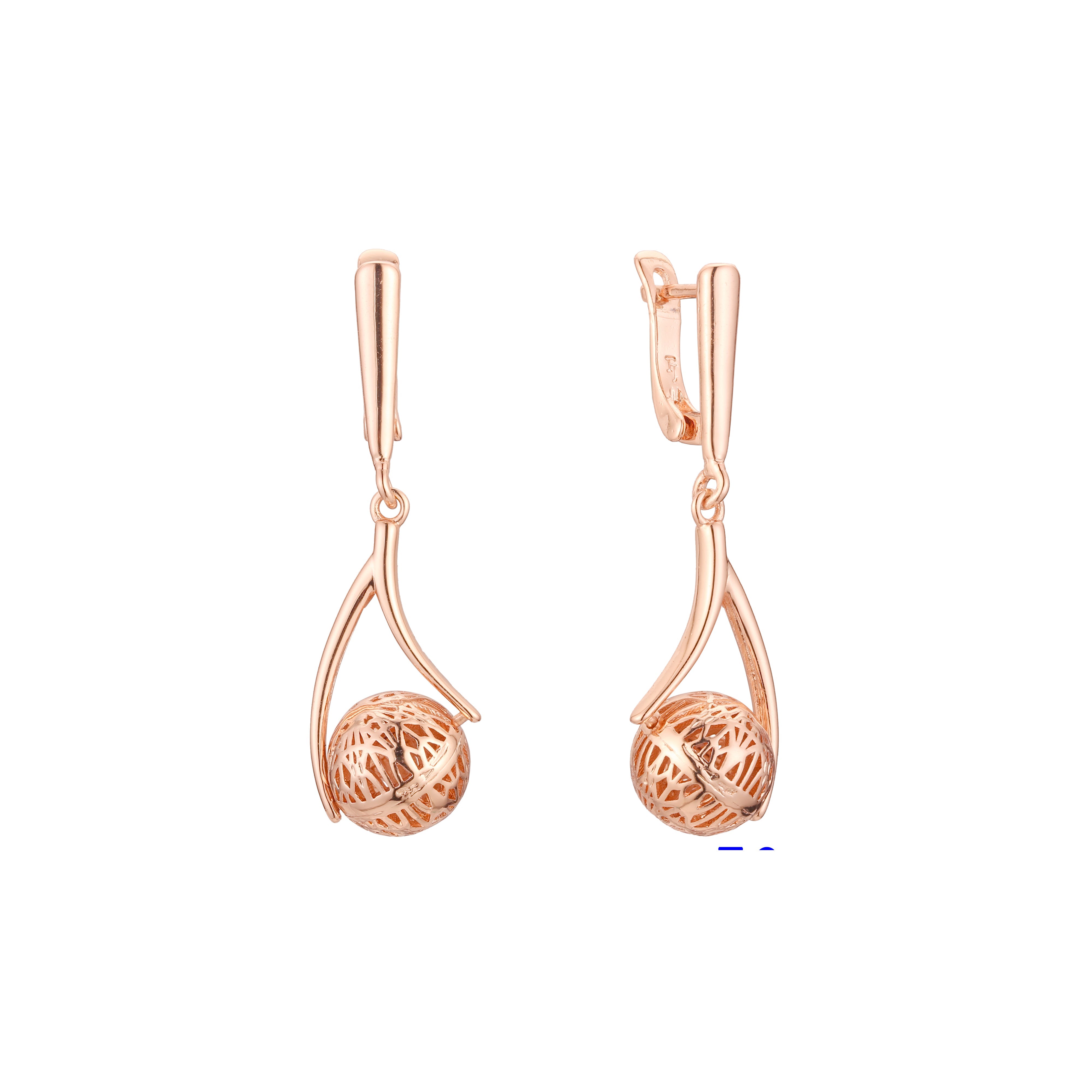 Pendientes de abalorios en Oro 14K, colores baño de oro rosa.