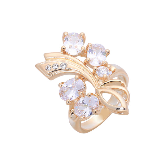 Anillos de oro rosa con CZ blanca en racimo