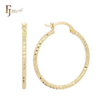 Twisted rope textured 14K Gold, Rose Gold, White Gold Hoop earrings