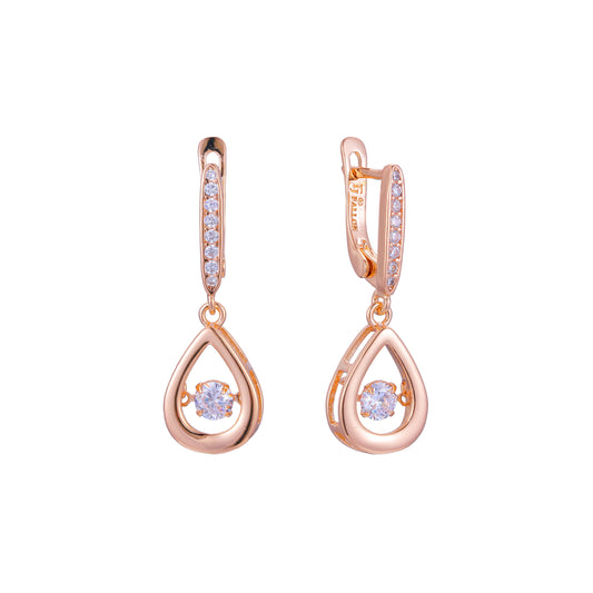 Aretes en Oro 14K, Oro Rosa, baño en dos tonos