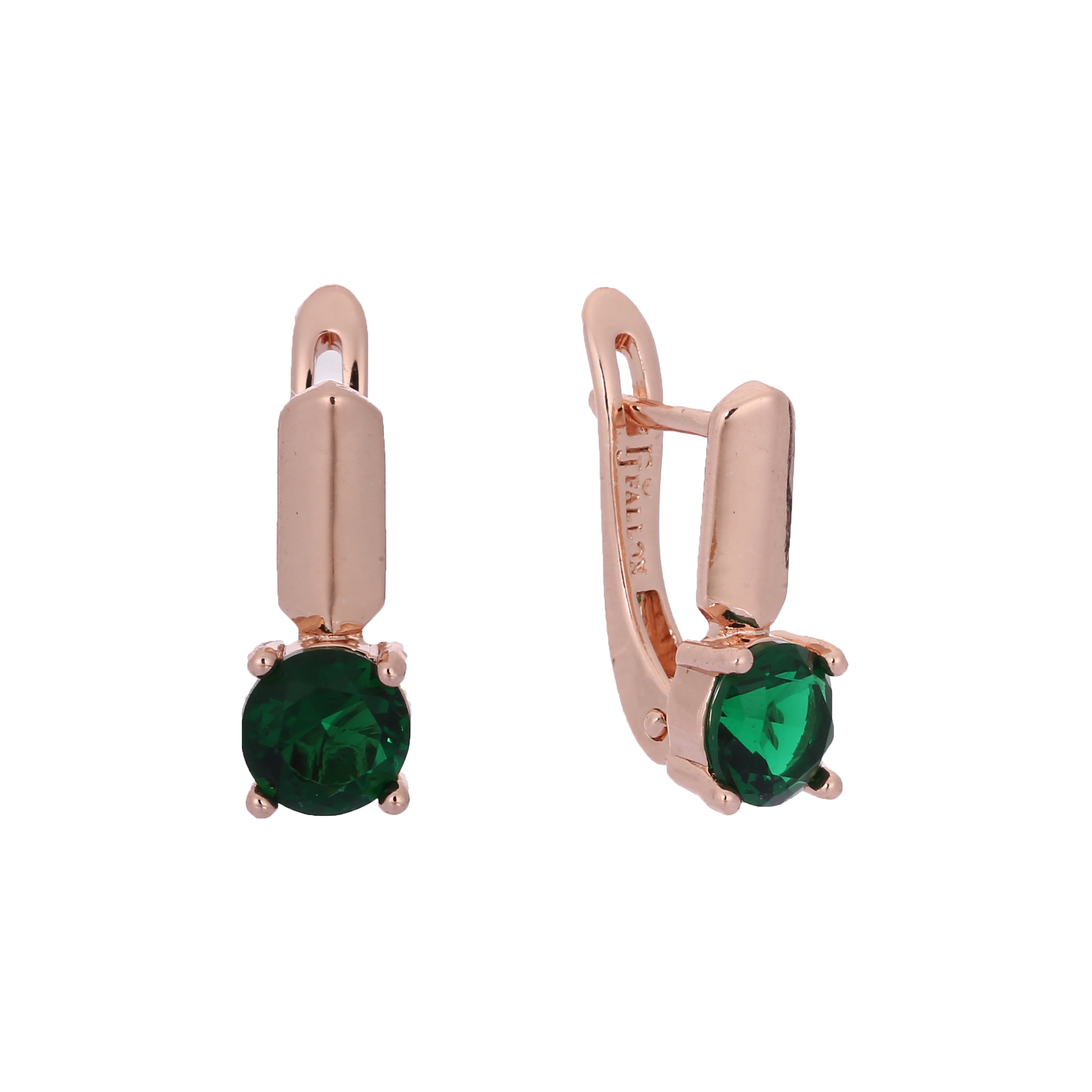 Pendientes Solitario redondo en Oro de 14K, baño de Oro Rosa colores