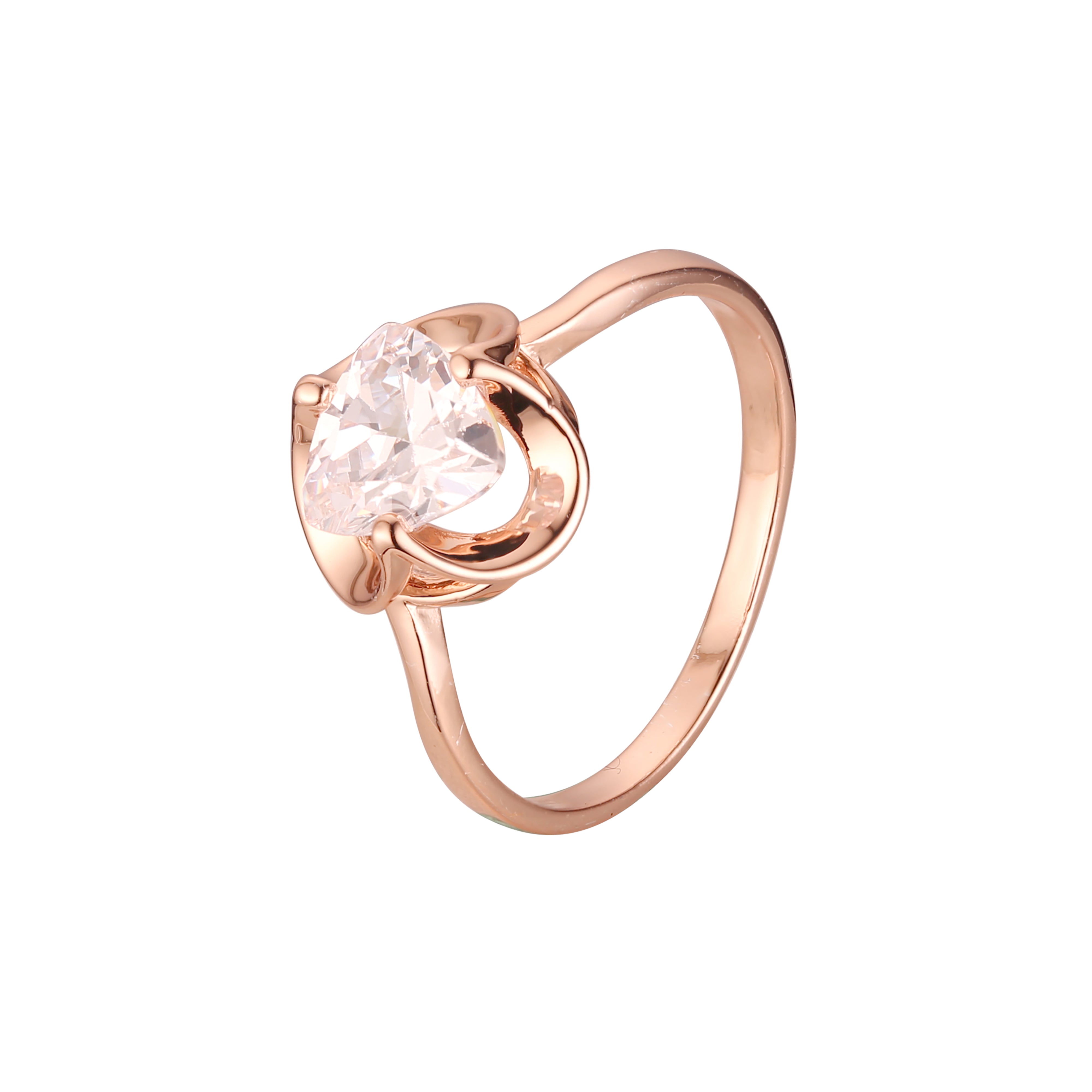 Solitaire triangle stone rings in 14K Gold, Rose Gold plating colors