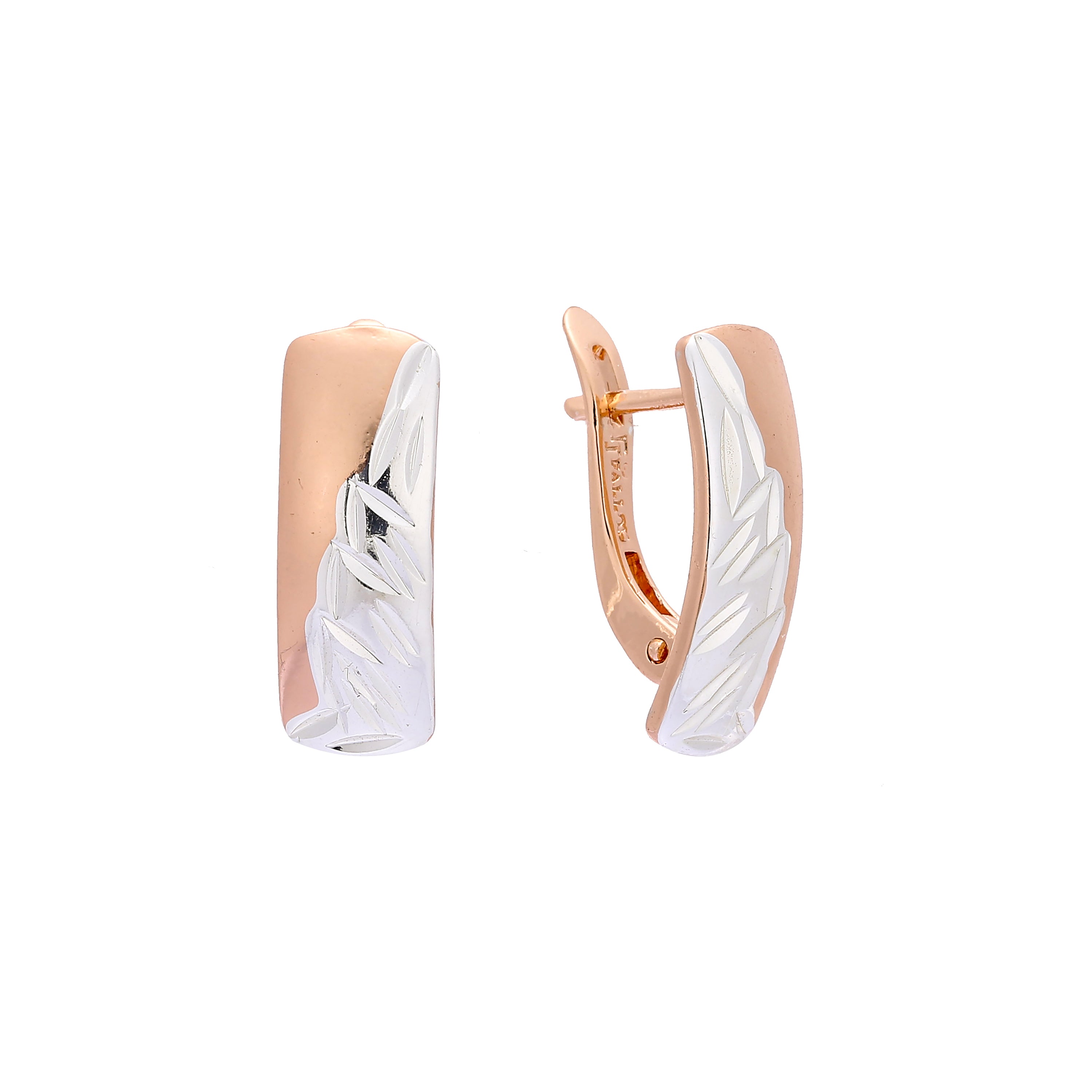 Leaves hammered simplicity Rose Gold, 14K Gold two tone earrings