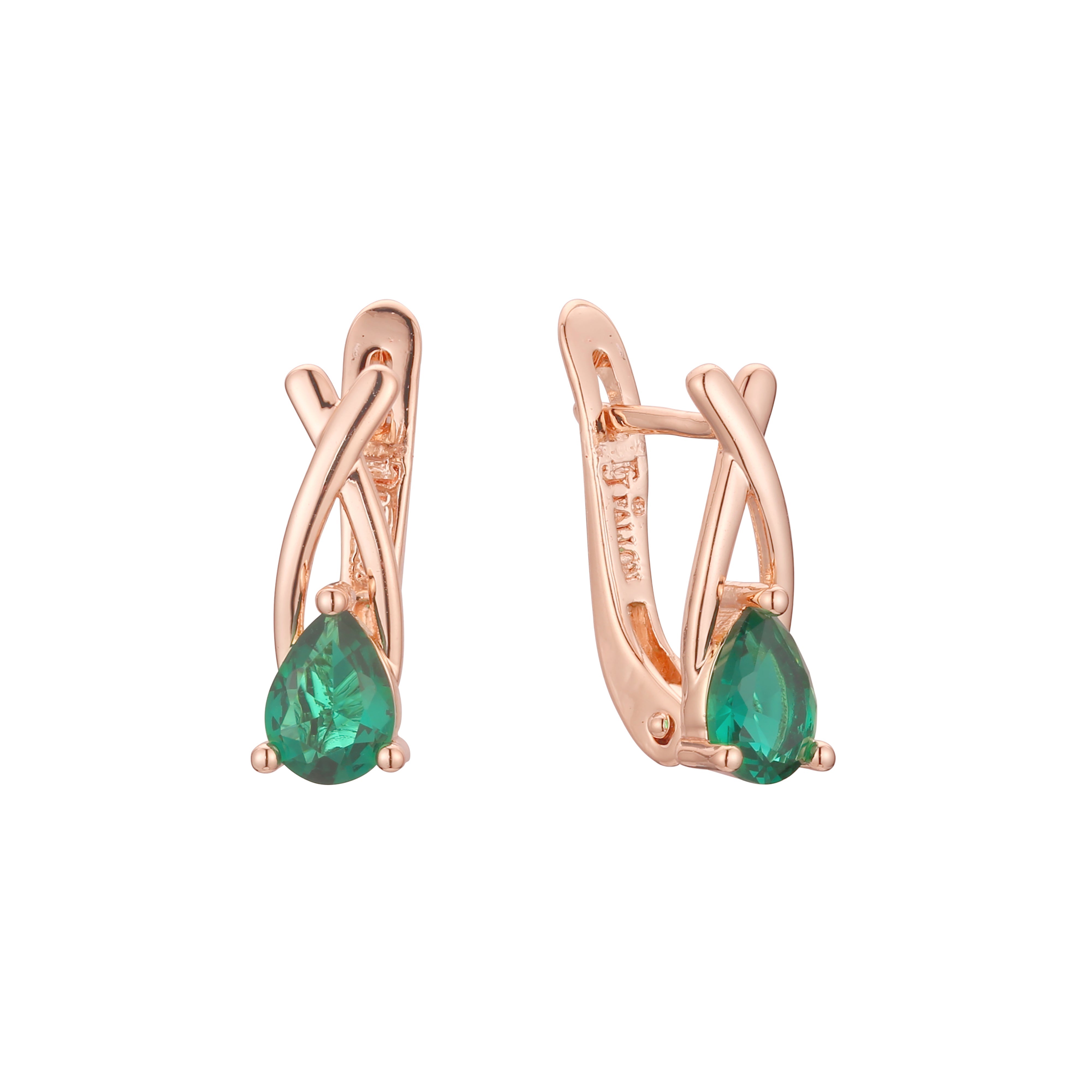 Teardrop solitaire earrings in 14K Gold, Rose Gold plating colors