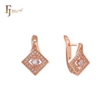 Rose Gold rhombus halo earrings