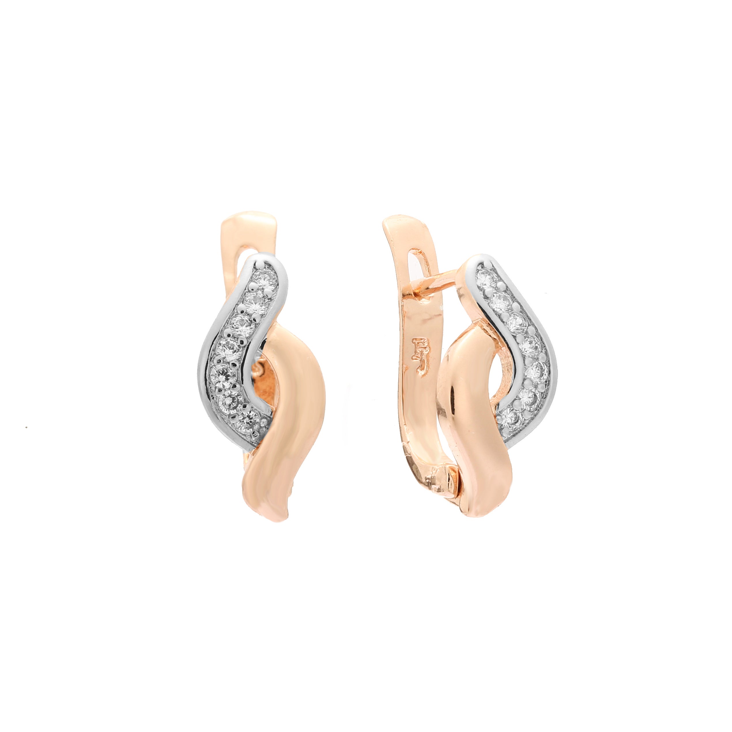 Earrings in Rose Gold, two tone plating colors