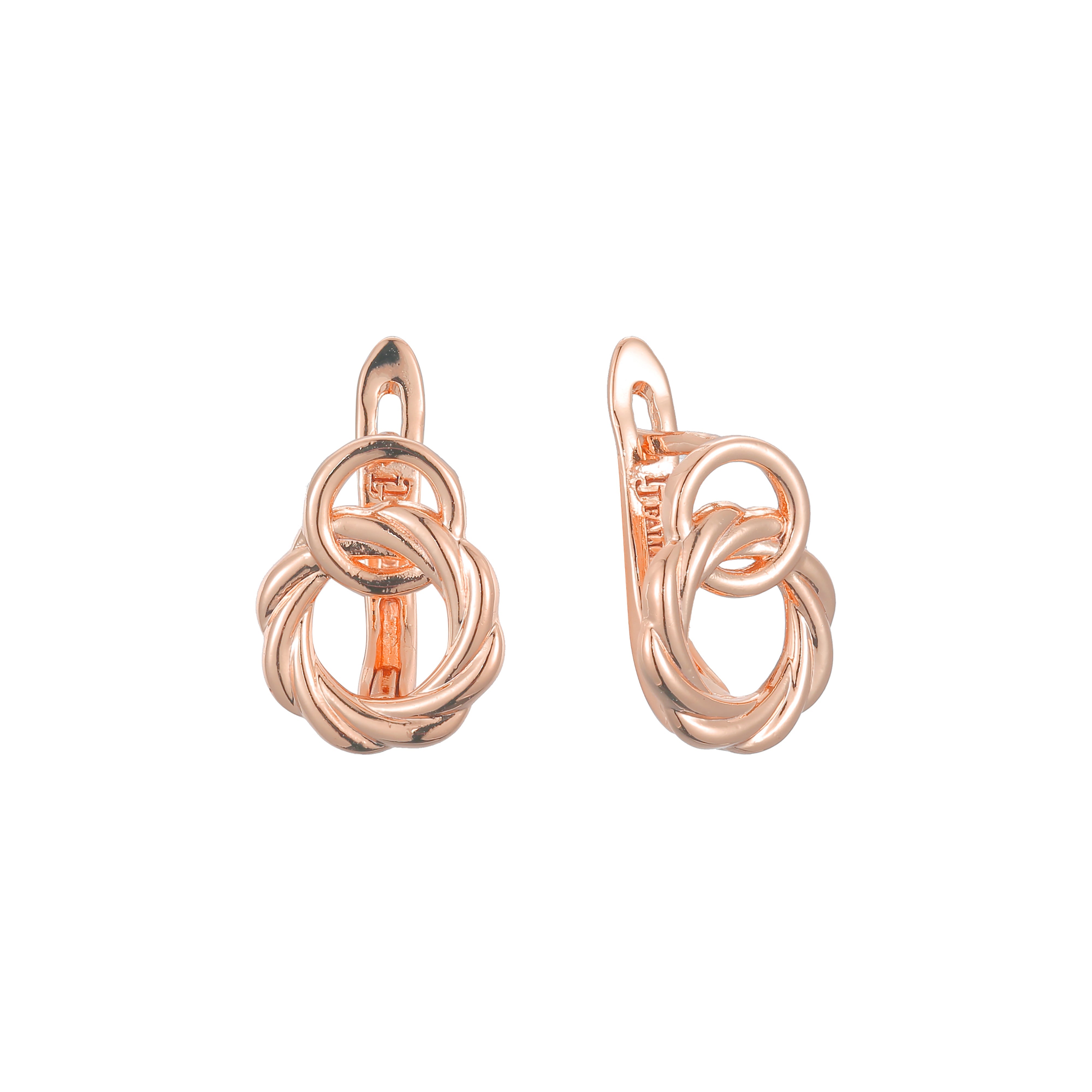 Brincos circulares em espiral em ouro 14K, cores banhadas a ouro rosa