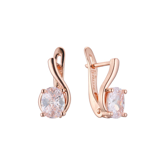 Solitaire earrings in 14K Gold, Rose Gold plating colors