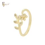 Leaves branches and flower 14K Gold rings