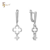 Clover drop earrings in 14K Gold, Rose Gold plating colors