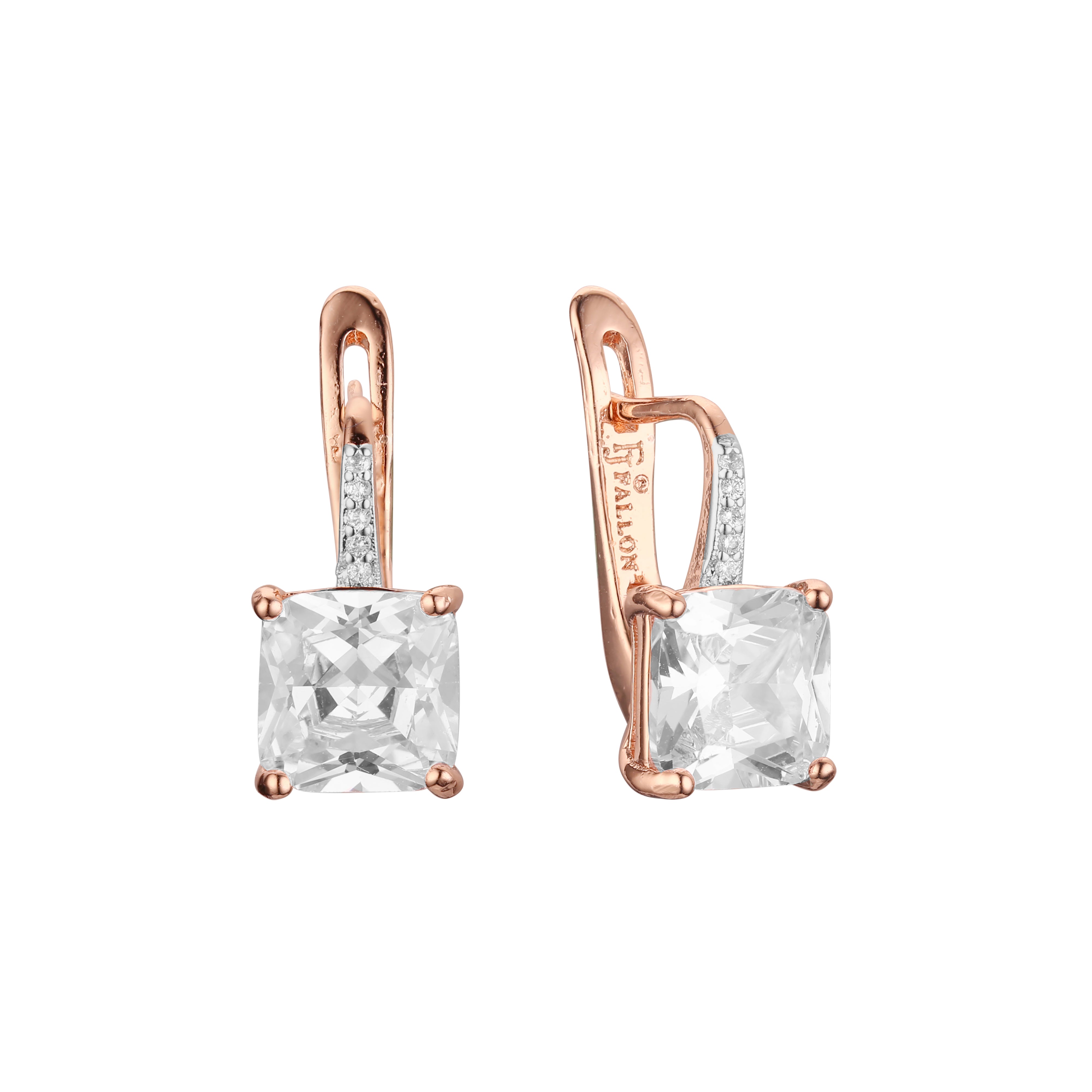 Solitaire earrings in 14K Gold, Rose Gold, two tone plating colors