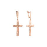 Cross drop 14K Gold, Rose Gold earrings