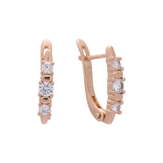 Rose Gold three stones earrings