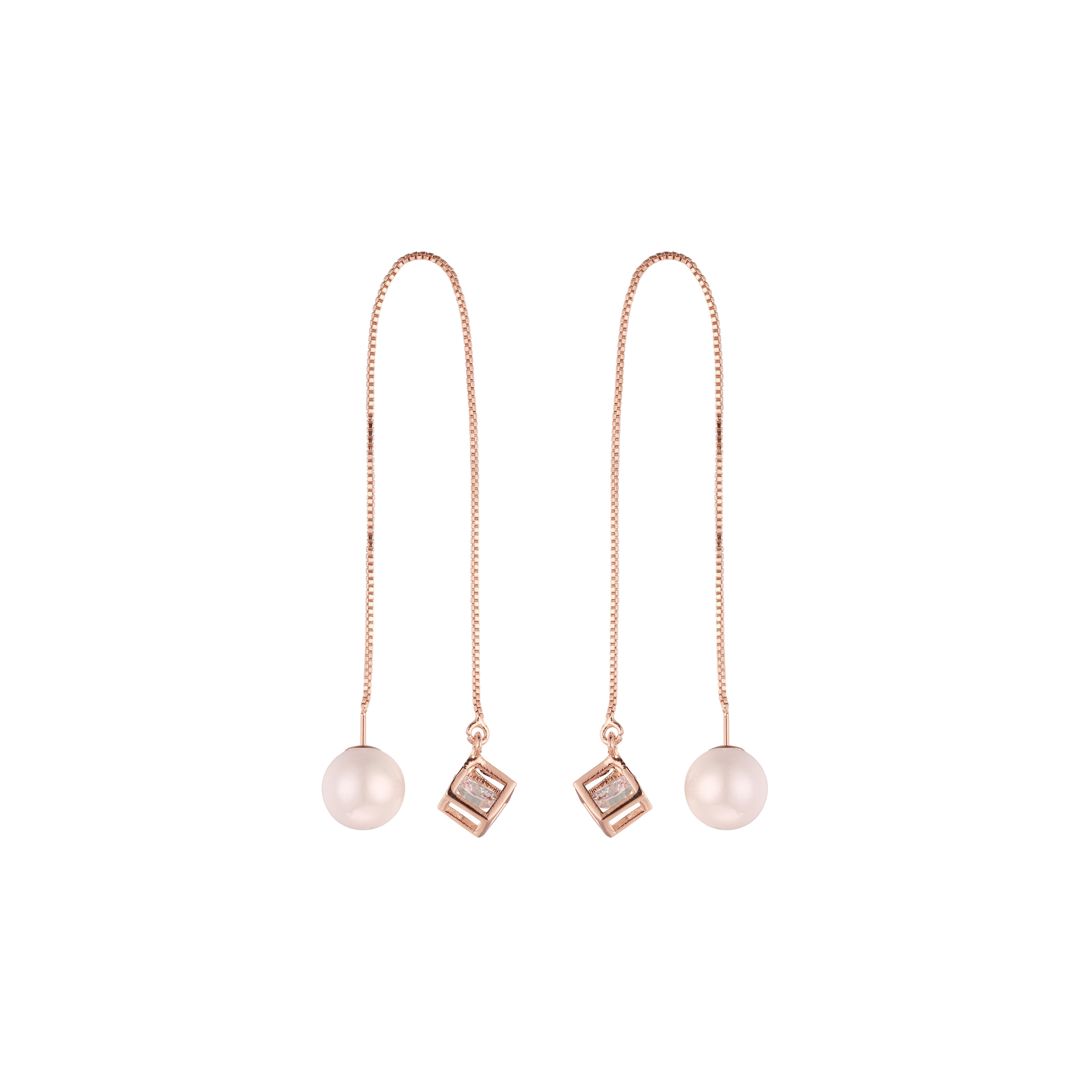 Rose Gold threader pearl earrings