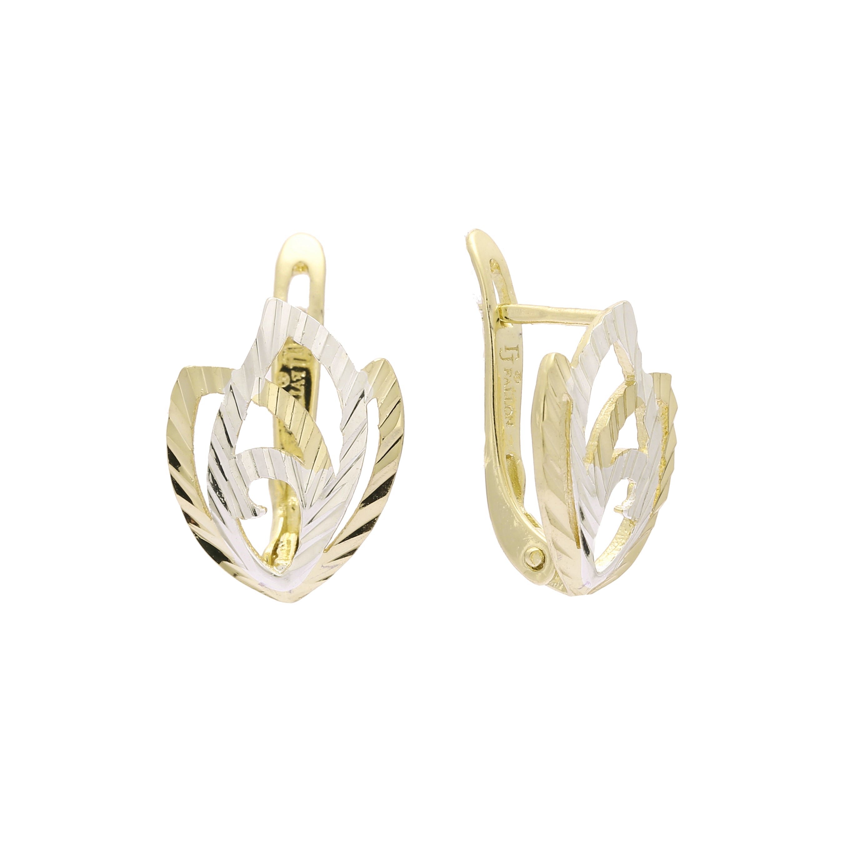 Flower flames Ouro 14K, Brincos de ouro rosa de dois tons