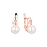 Aretes de perlas en Oro 14K, Oro Rosa, baño en dos colores