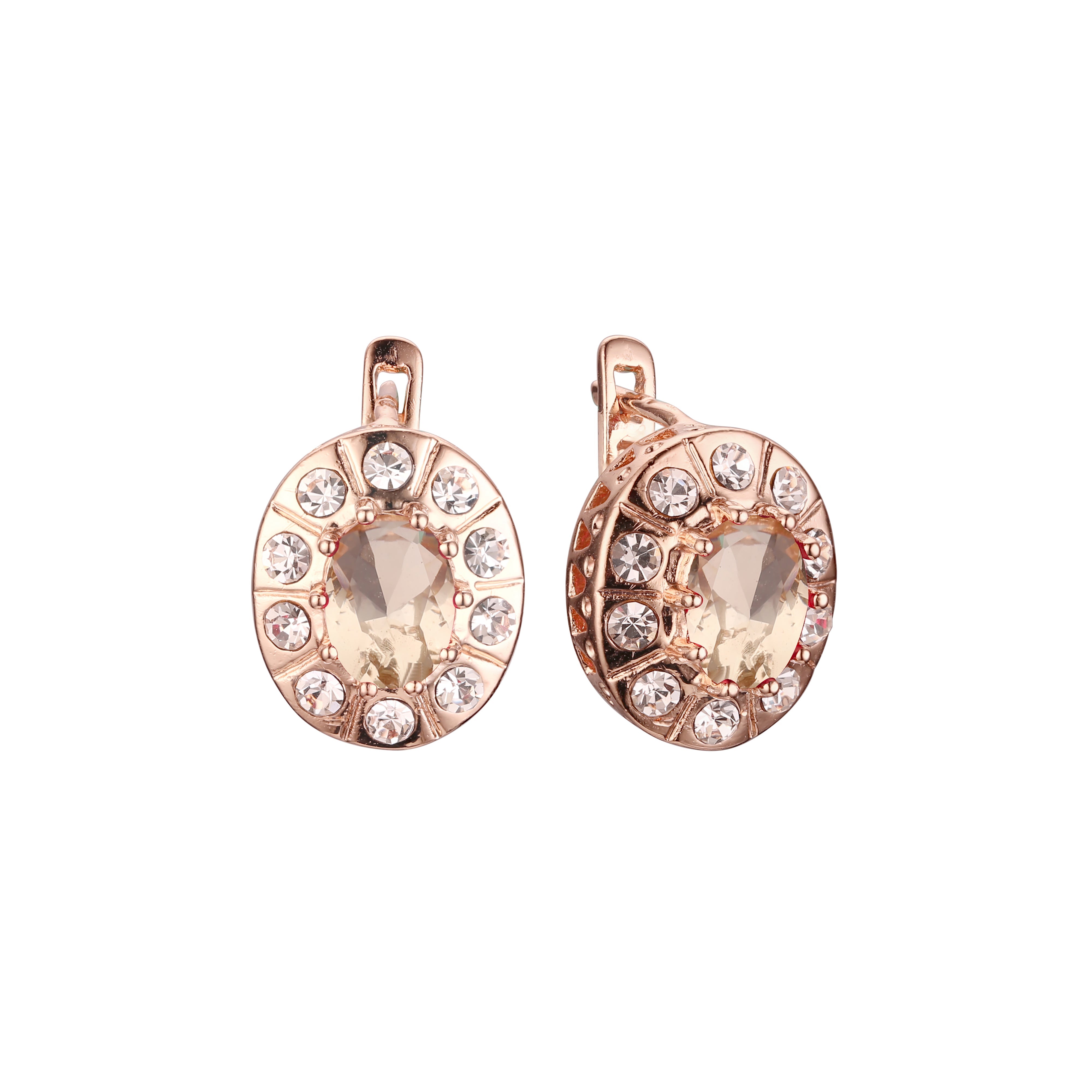 Cluster earrings in Rose Gold, two tone plating colors