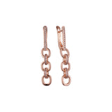 Aretes de eslabones de cadena en Oro 14K, oro rosa, baño de dos colores