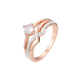 Rose Gold two tone solitaire rings paving stones