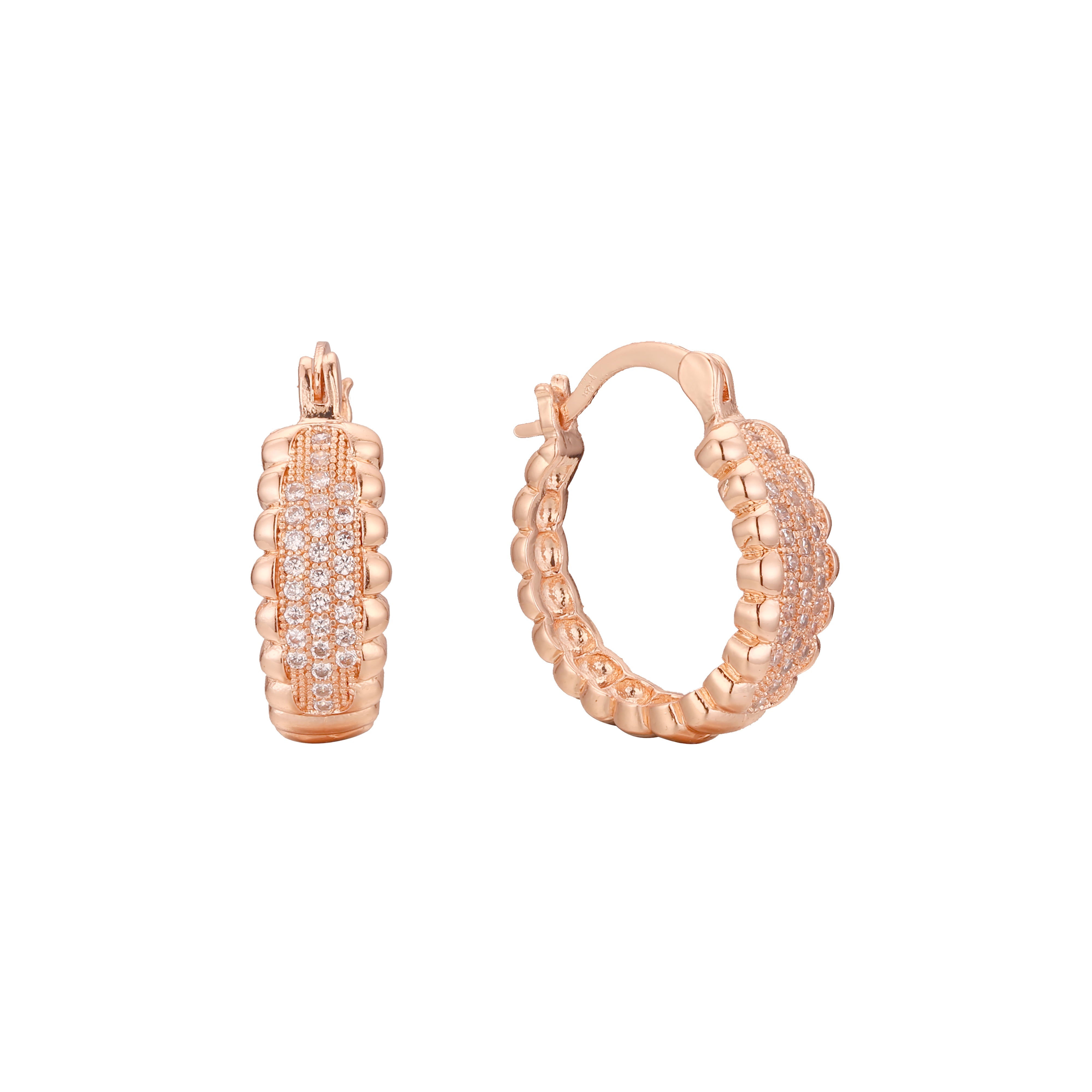 Aretes de aro en Oro de 14K, baño de Oro Rosa colores