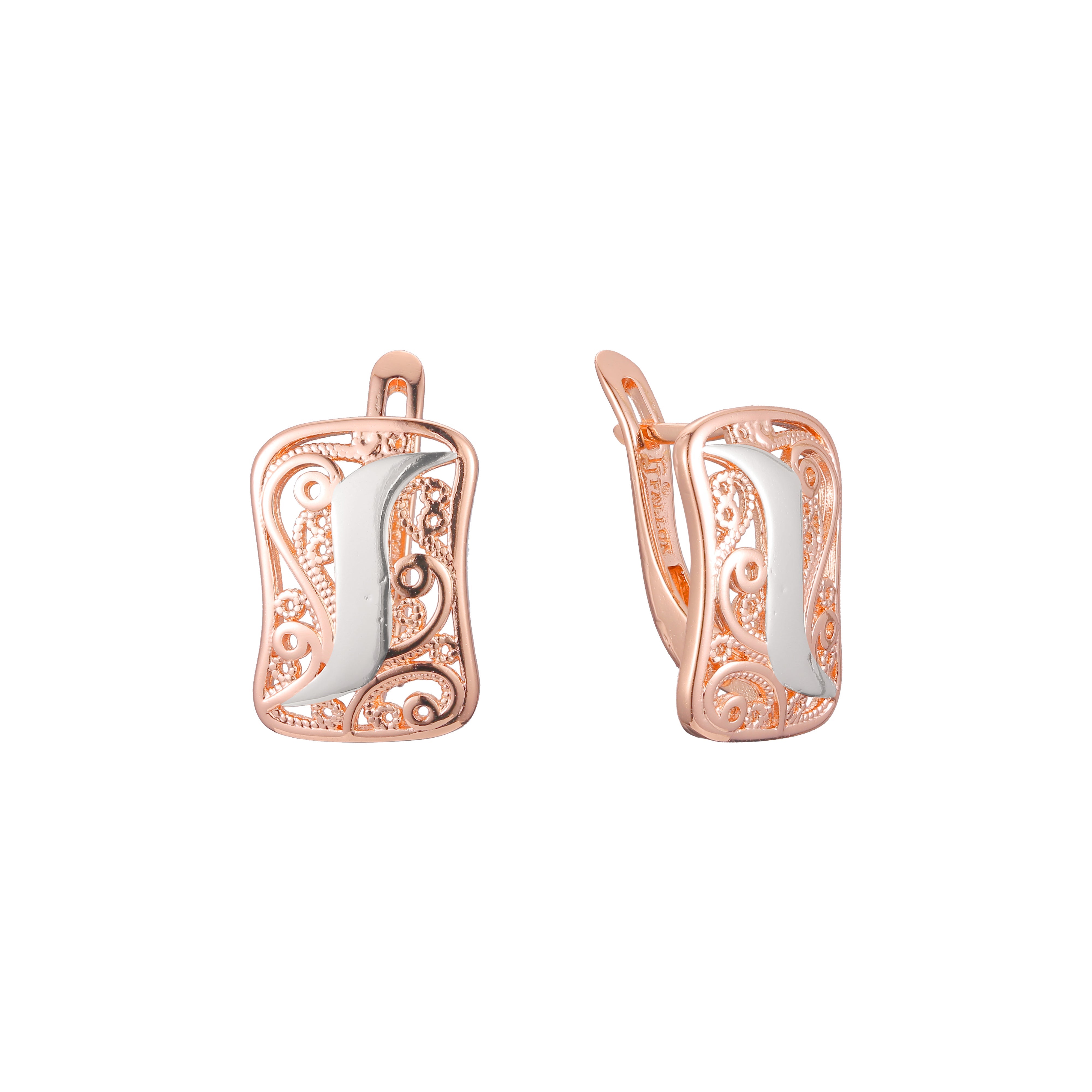 Earrings in 14K Gold, Rose Gold, two tone plating colors