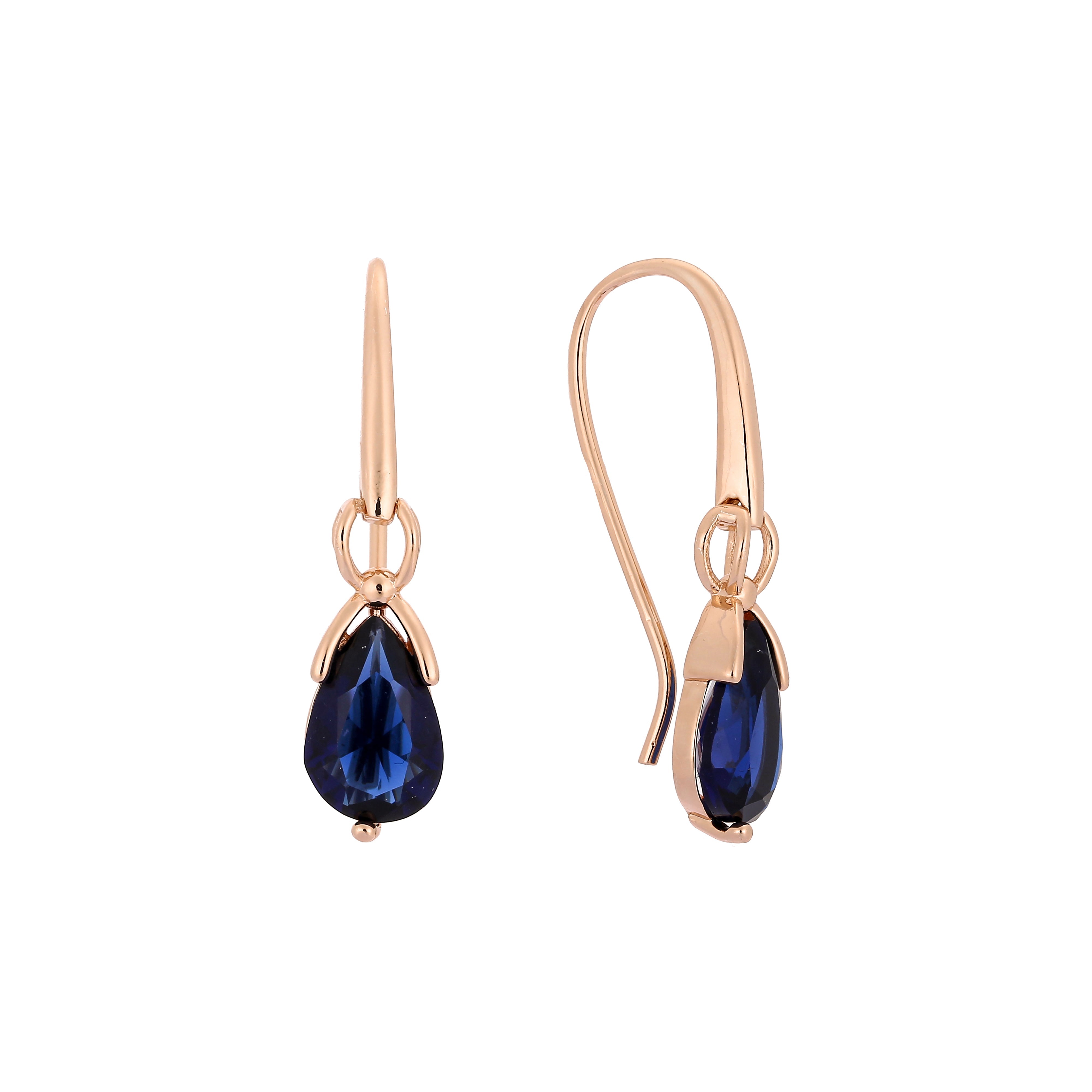 Rose Gold wire hook solitaire teardrop earrings