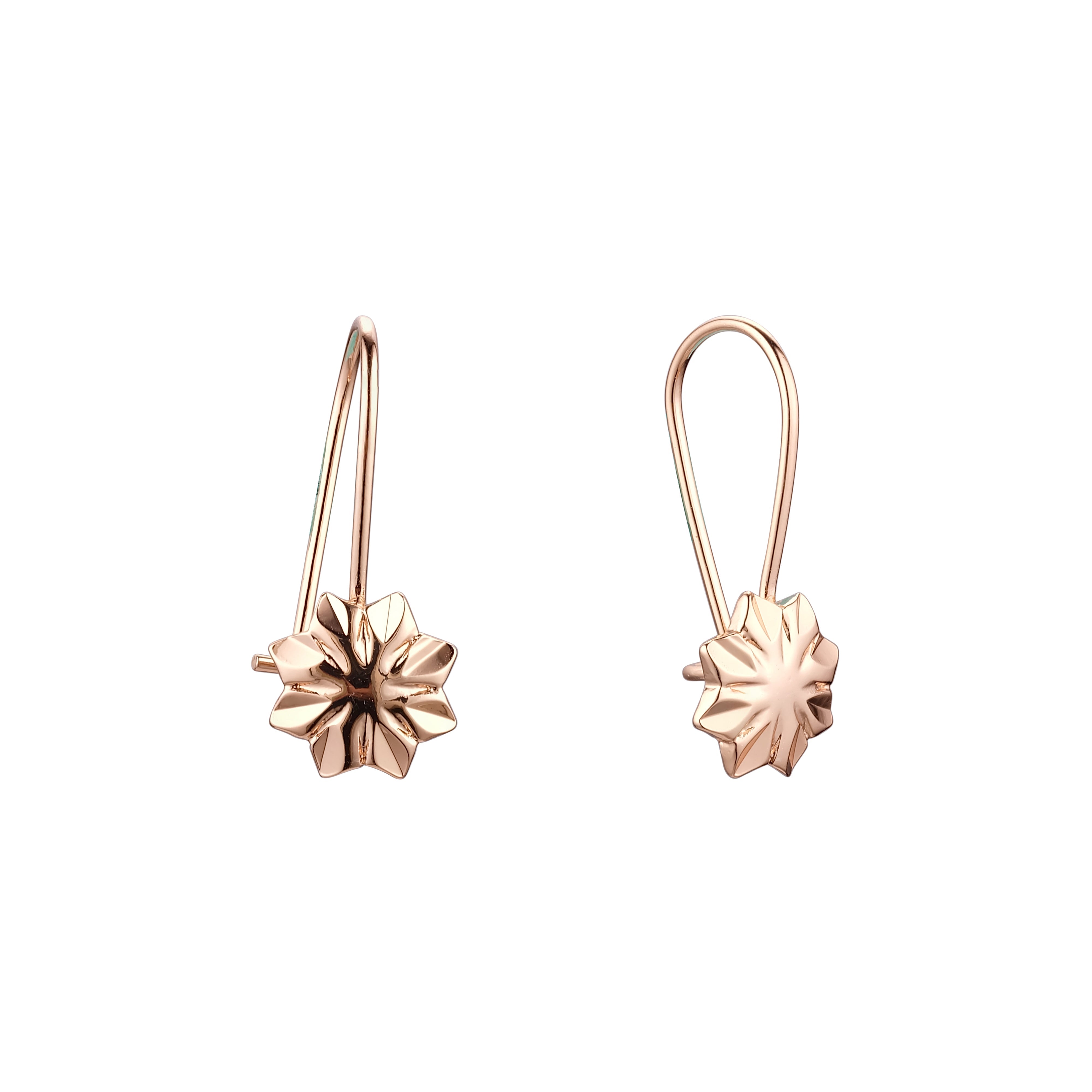 Rose Gold snowflake wire hook earrings