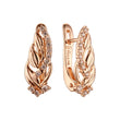 Leaves cluster white CZ Rose Gold earrings