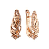 Aretes de hojas de racimo blanco CZ Rose Gold