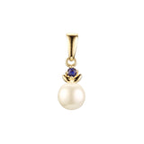 Solitaire white CZ leaves Pearl Rose Gold, 14K Gold pendant