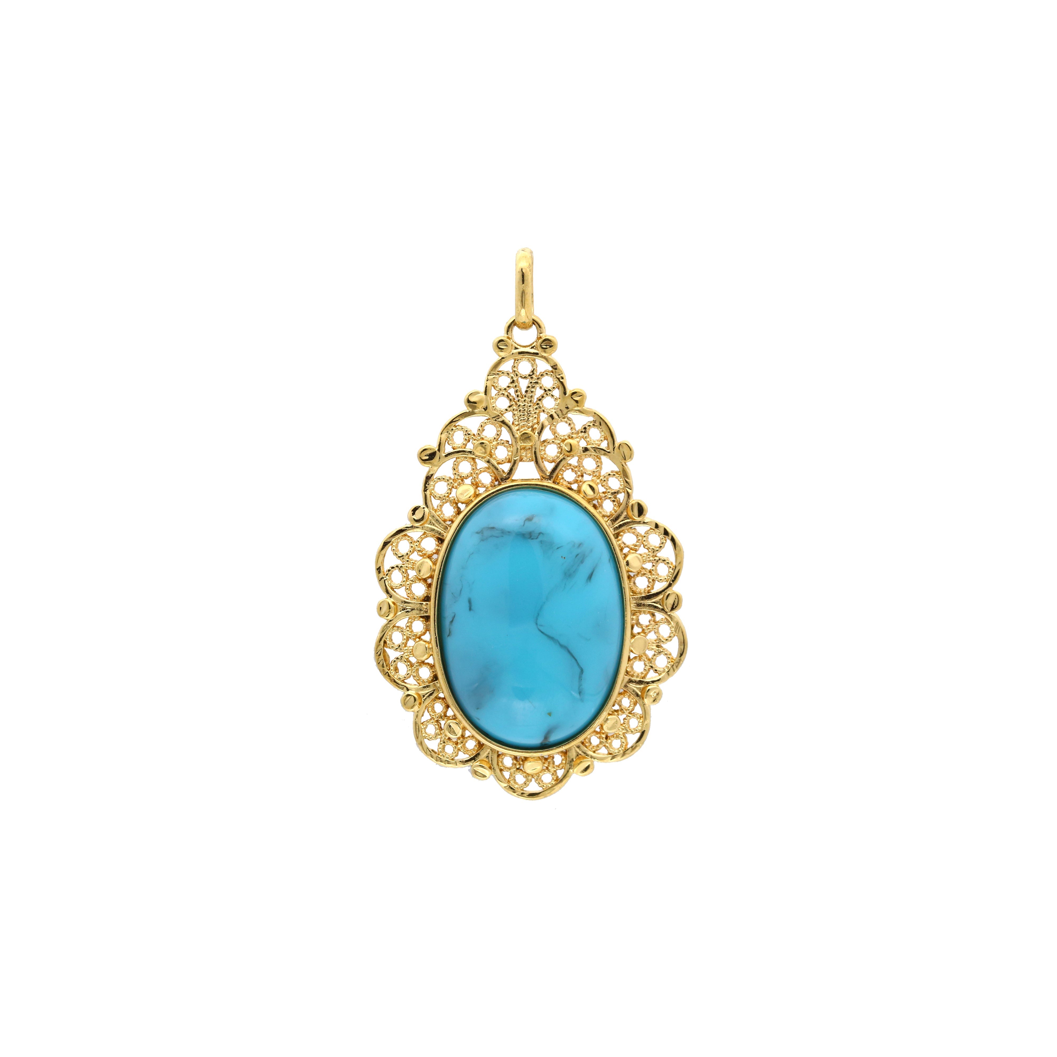 Cabochon colorful Onyx 18K Gold pendant