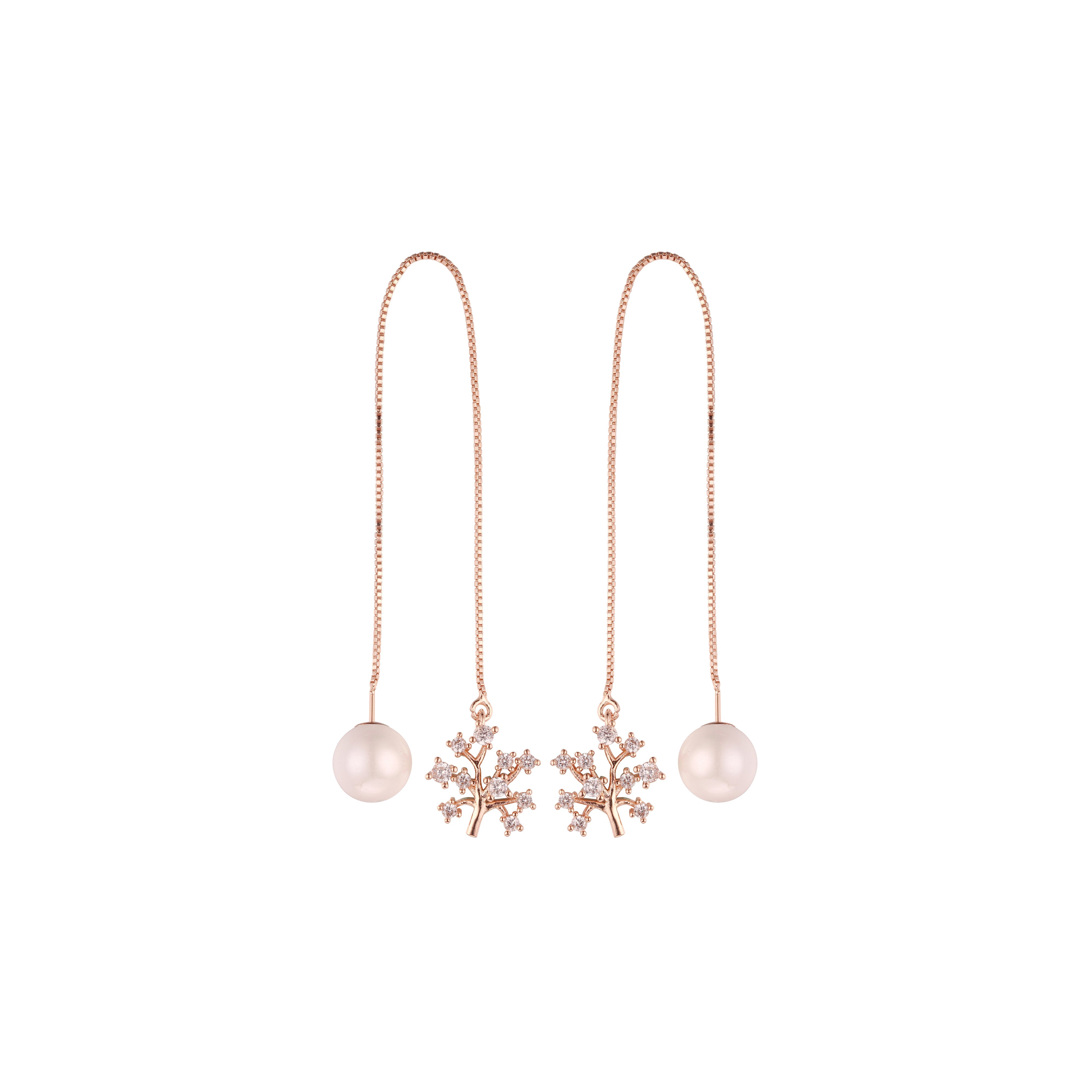 Rose Gold threader pearl earrings