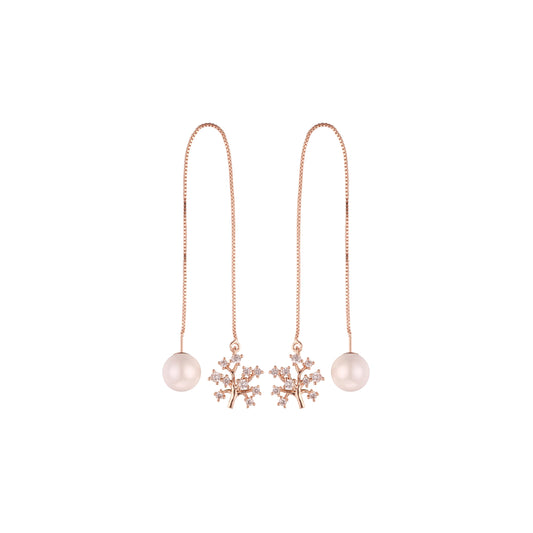 Rose Gold threader pearl earrings