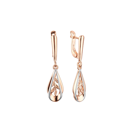 Earrings in Rose Gold, two tone plating colors