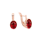 Embraced big oval Solitaire colorful CZ Rose Gold earrings