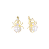 Spider pearl earrings in 14K Gold, Rose Gold, two tone plating colors