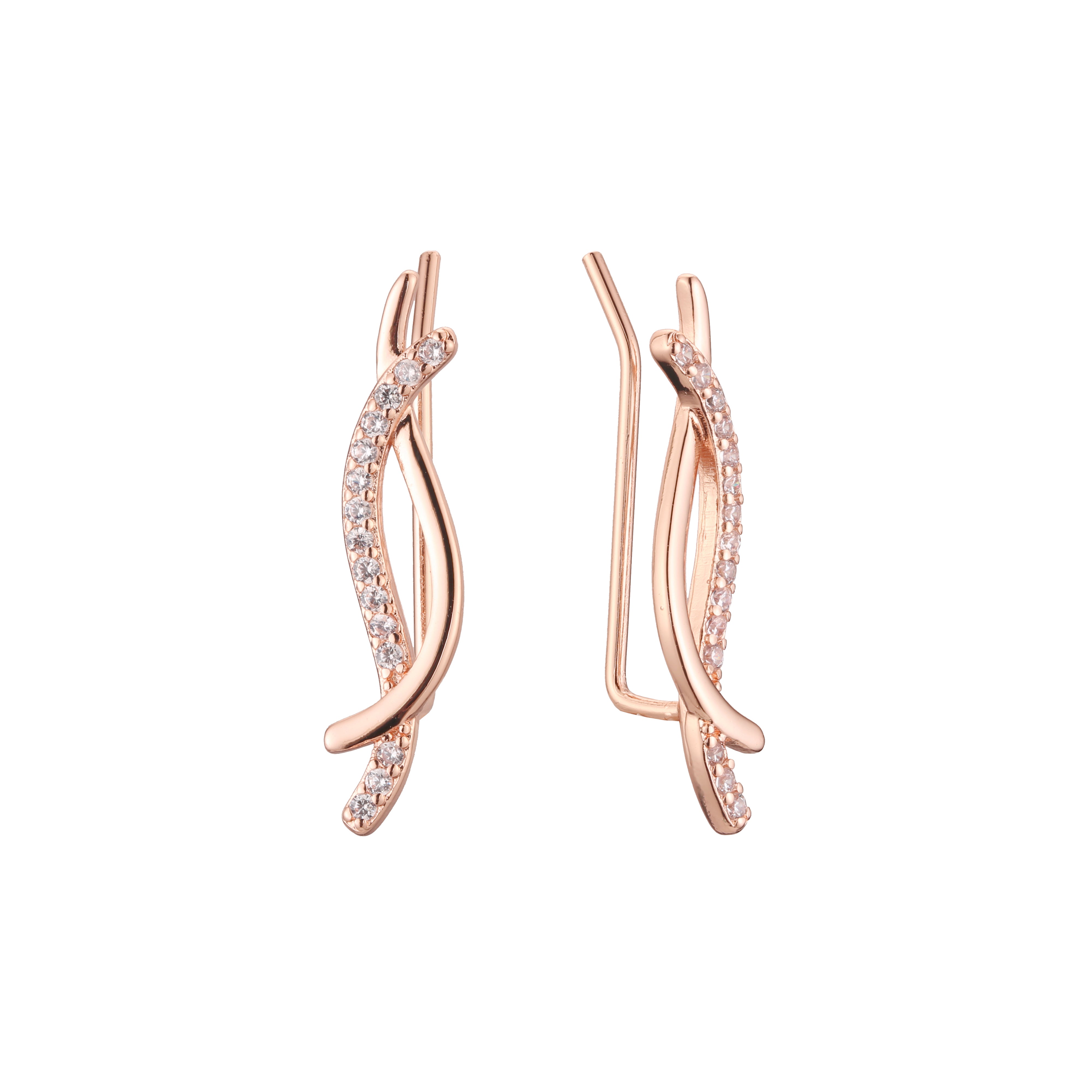 Aretes de oruga en Oro de 14K, baño de Oro Rosa colores