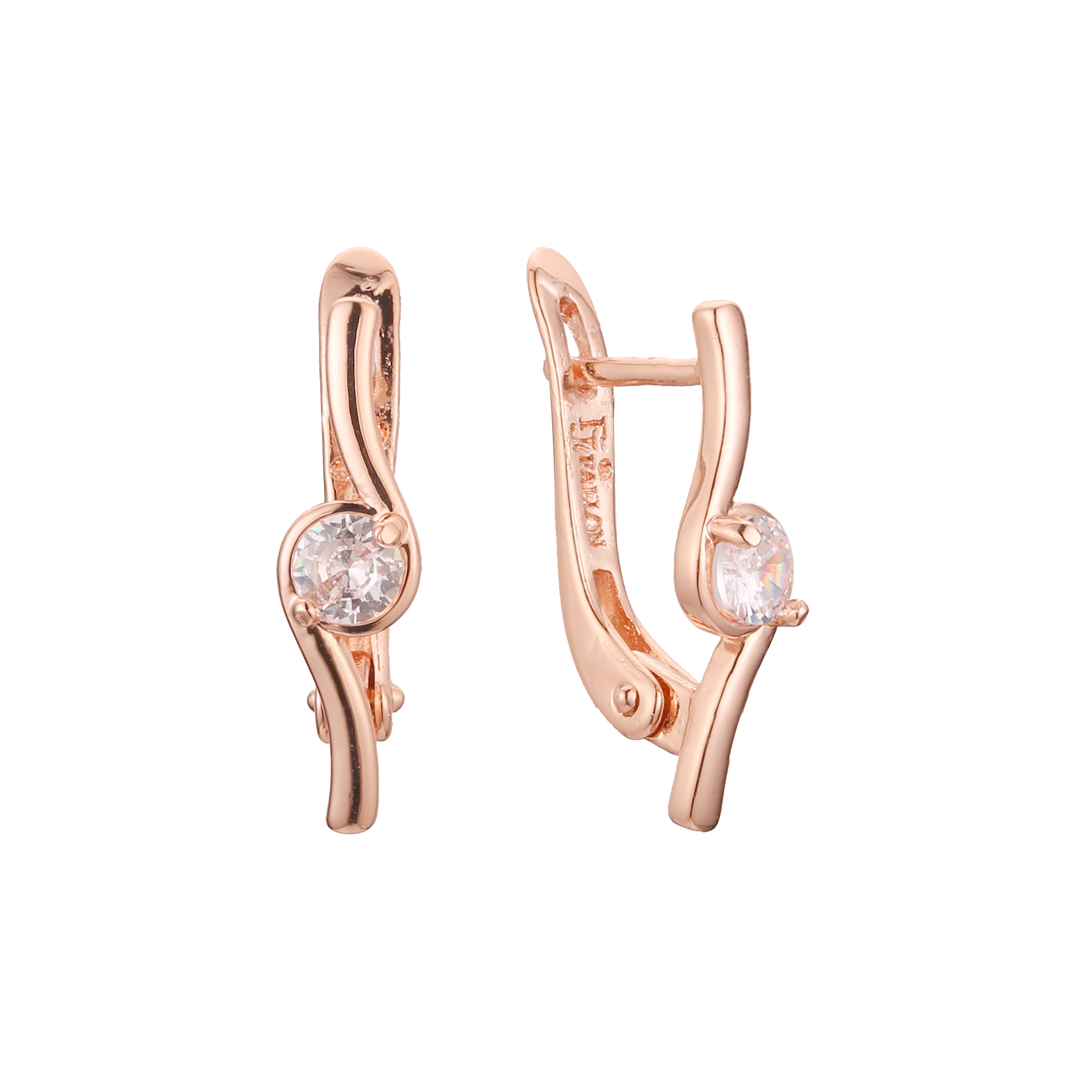 Solitaire earrings in 14K Gold, Rose Gold plating colors