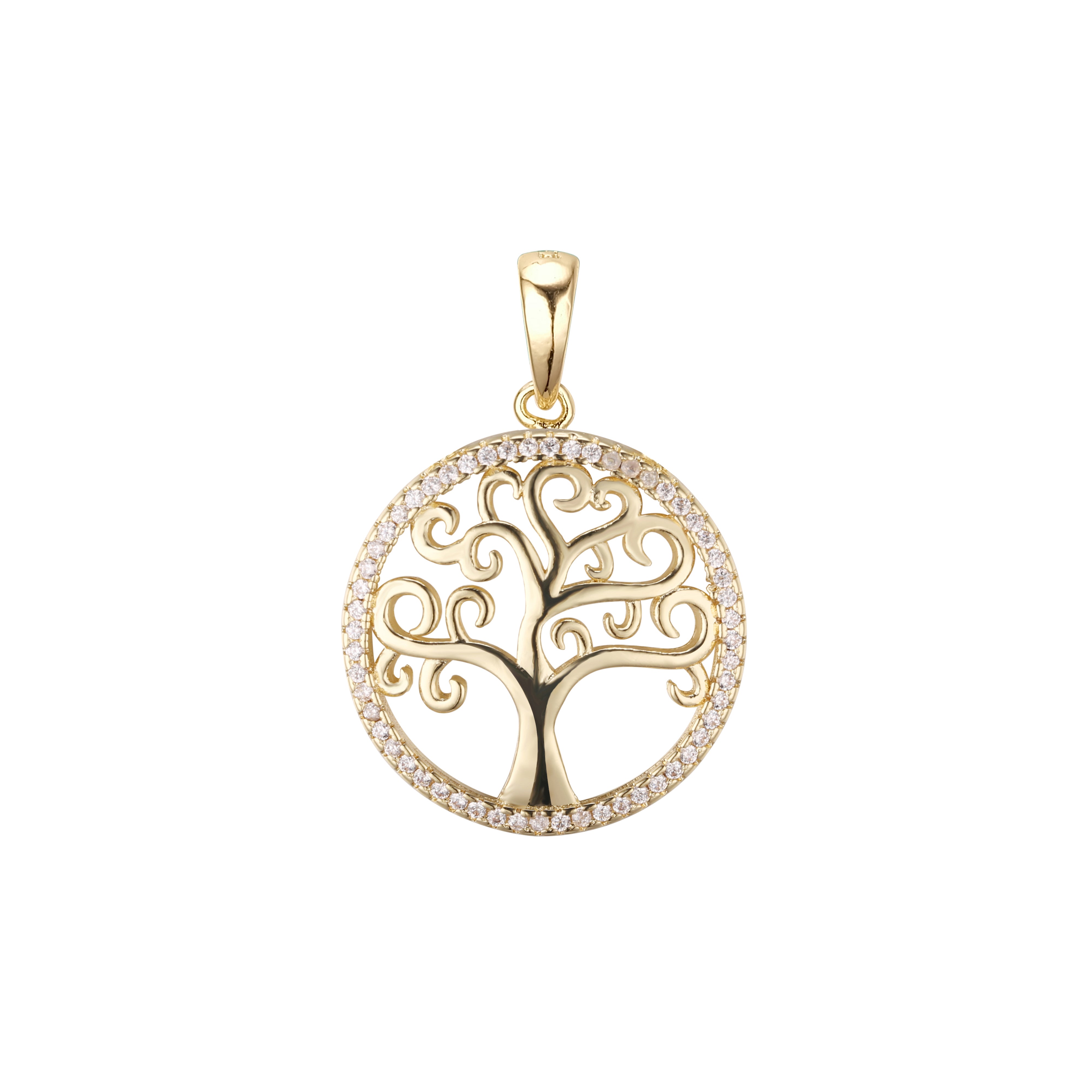 Colgante Halo Tree en Oro Rosa, baño de Oro 14K colores