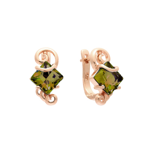 Solitaire colorful cz Rose Gold earrings