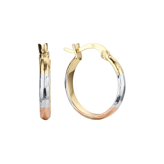 Hoop earrings in 14K Gold, Rose Gold, three tone plating colors