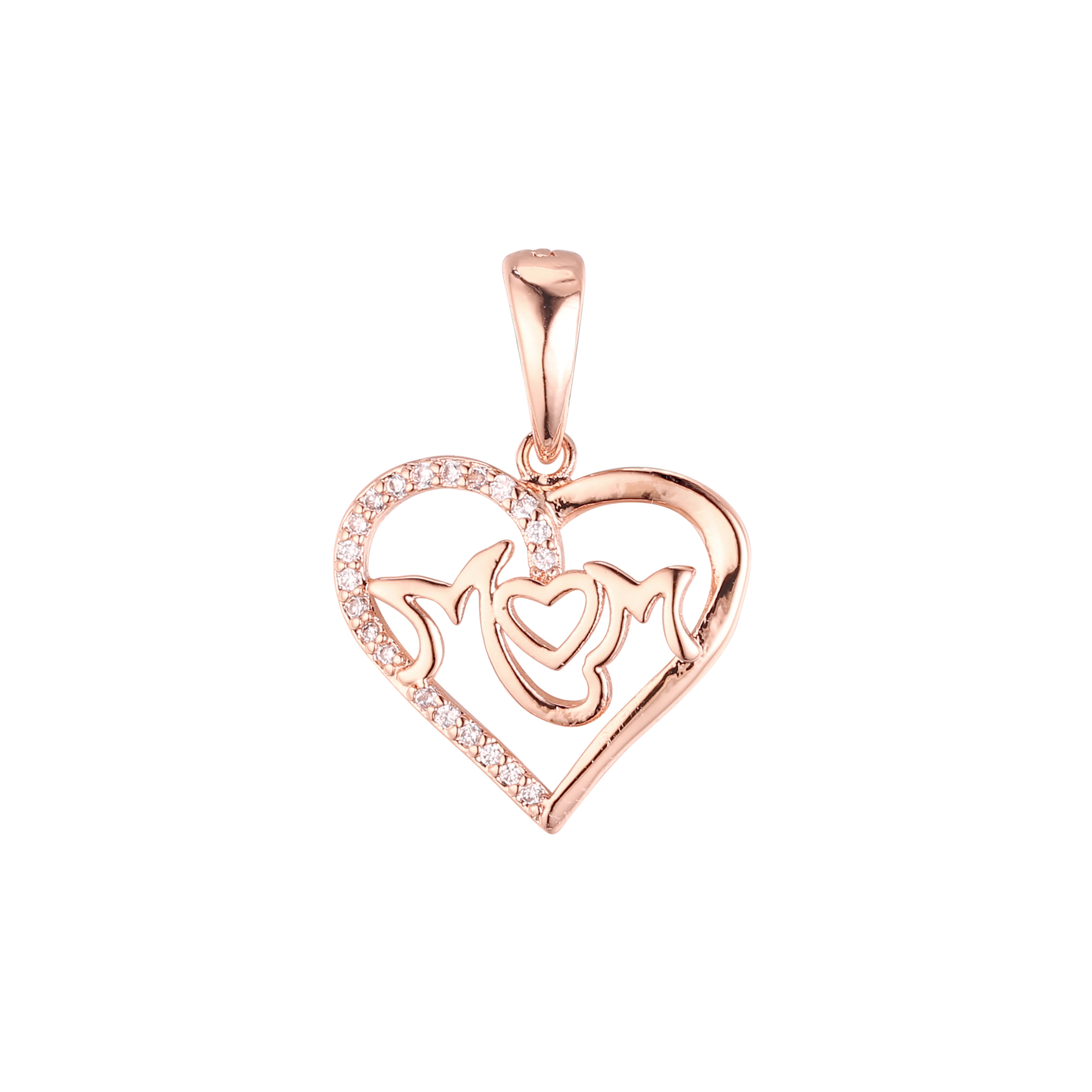 Rose Gold heart pendant of mom