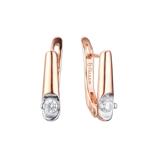 Aretes en Oro 14K, Oro Rosa, baño en dos tonos