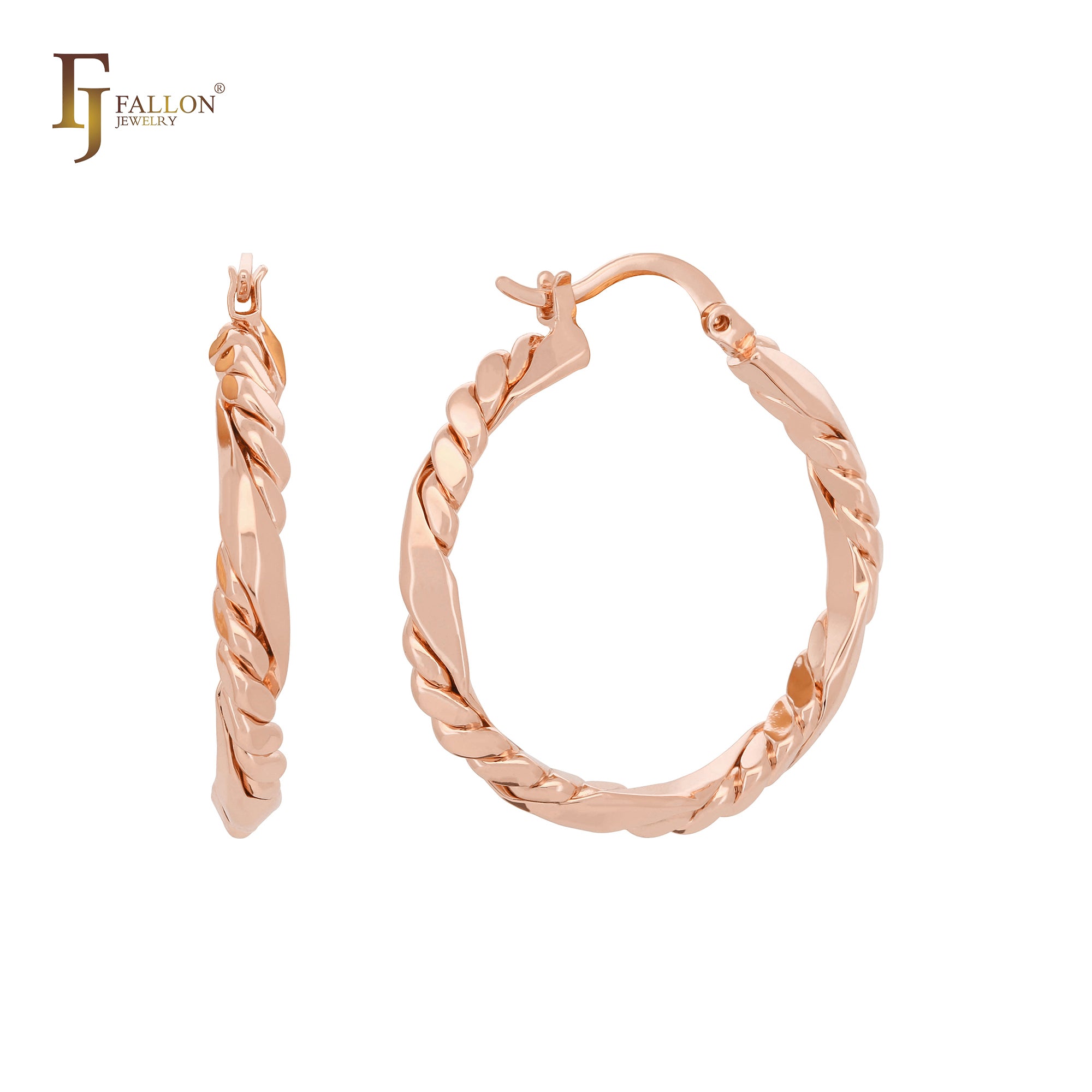 Twisted textured 14K Gold Hoop earrings