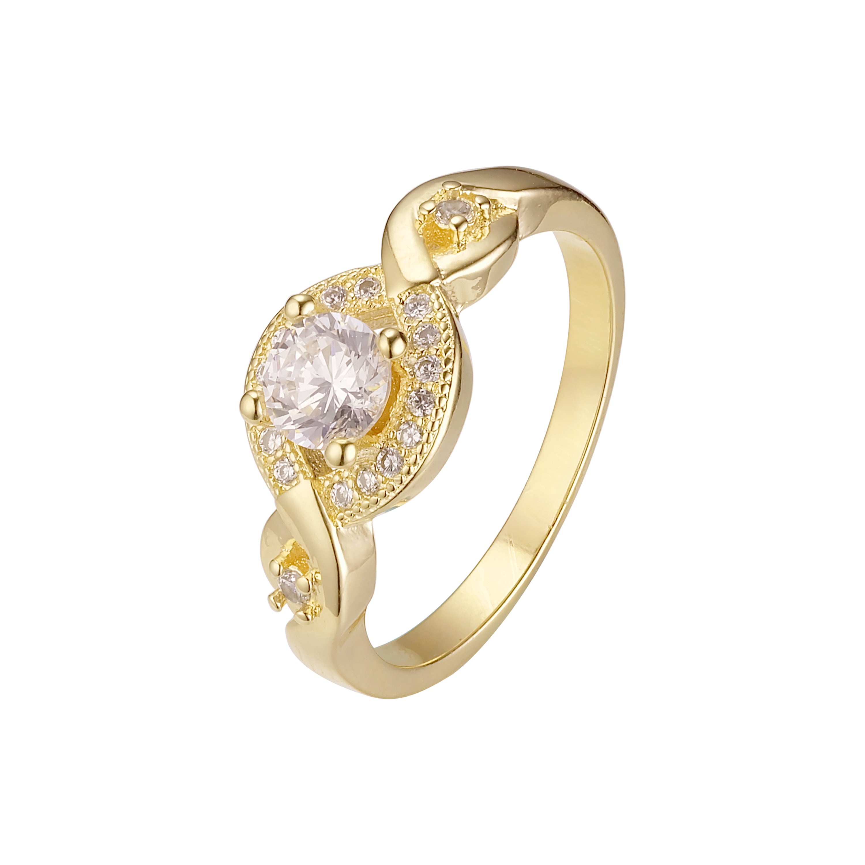 Solitaire and paved 14K gold rings