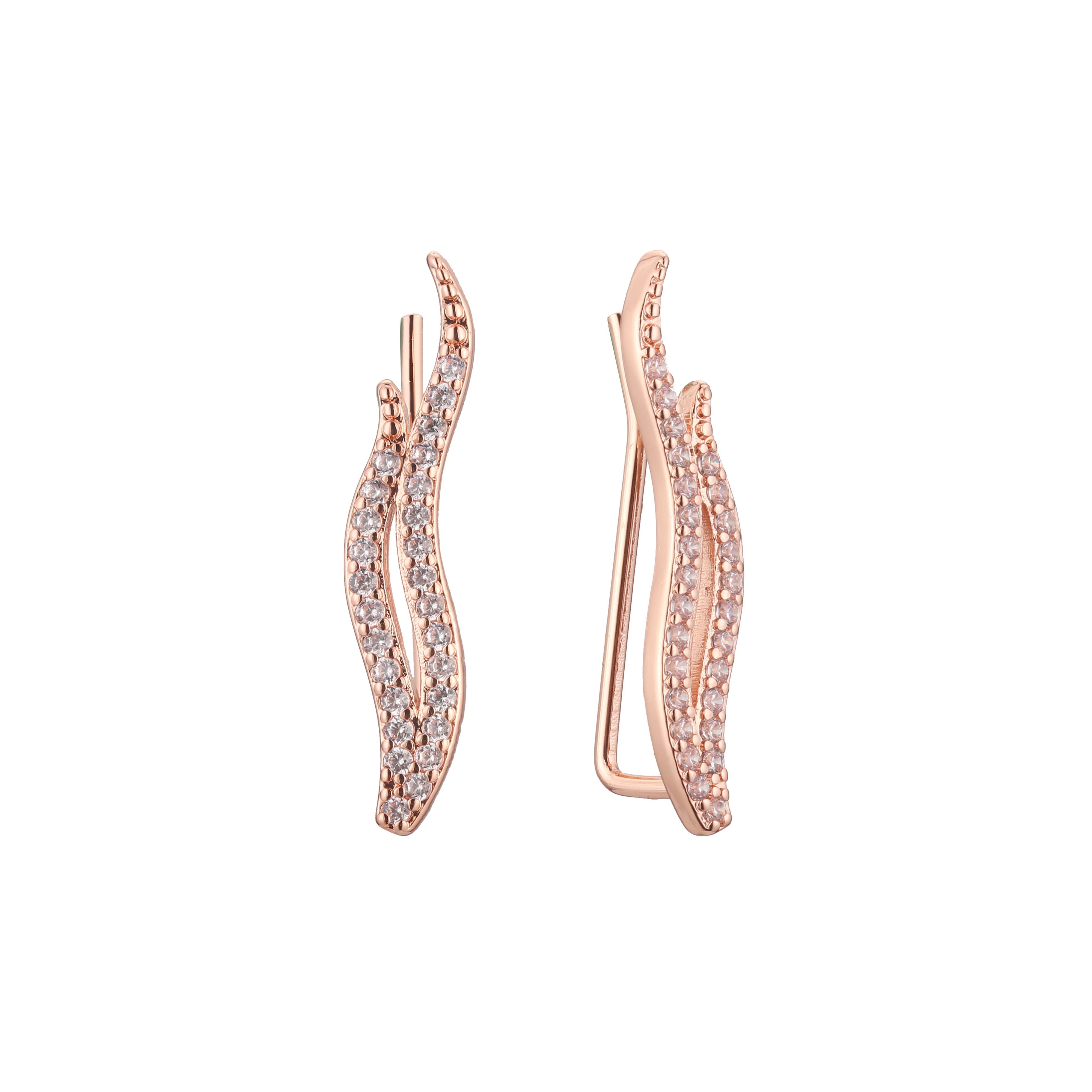 Aretes de oruga en Oro de 14K, baño de Oro Rosa colores