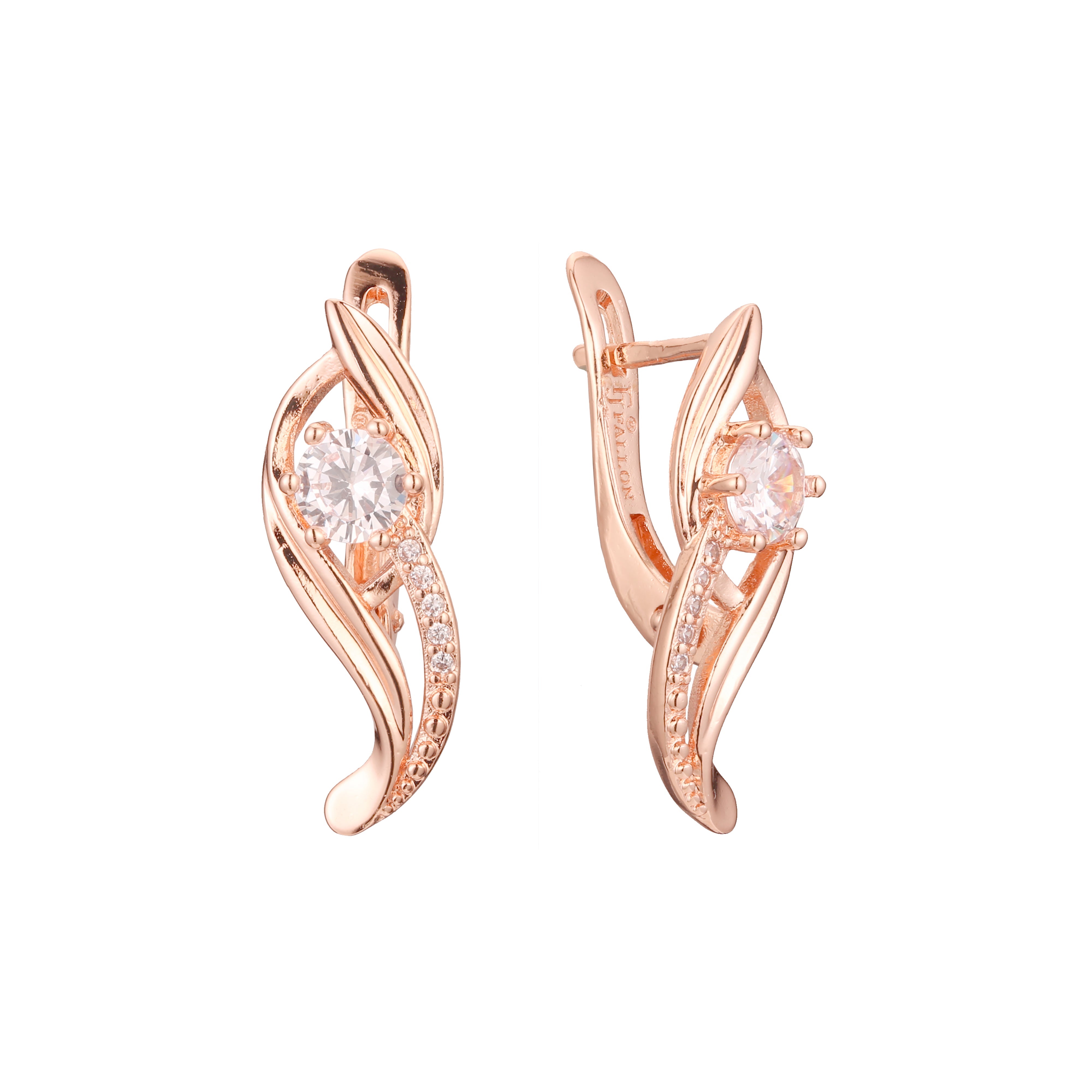 Aretes de racimo en Oro de 14K, Oro Rosa, baño de dos colores