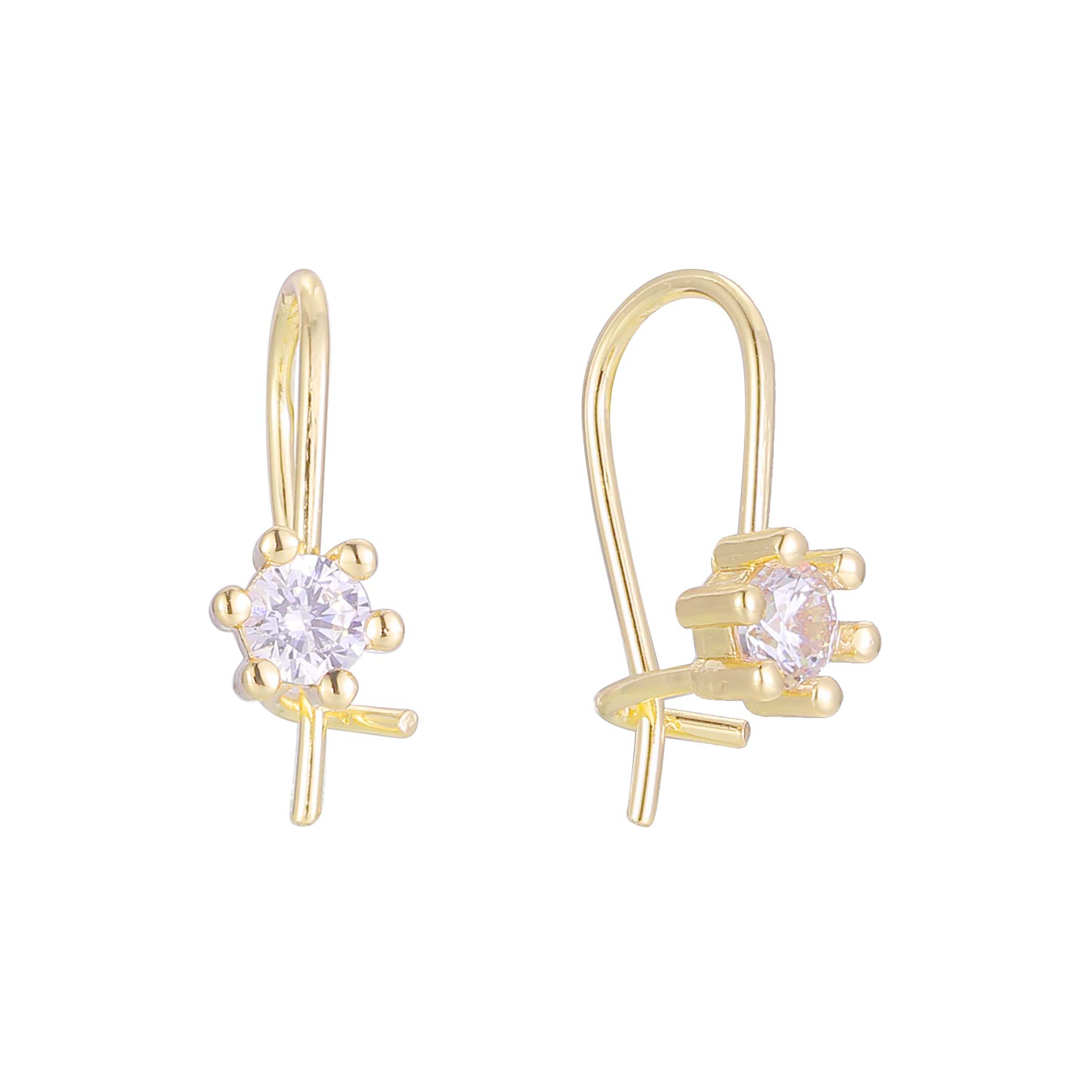 Brincos solitários Wire Hook banhados a ouro 14K, ouro rosa